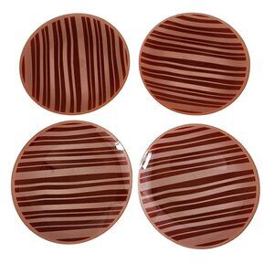 Temp-Tations Classic Red Stripe Glass Salad Luncheon Plates – Set of 4